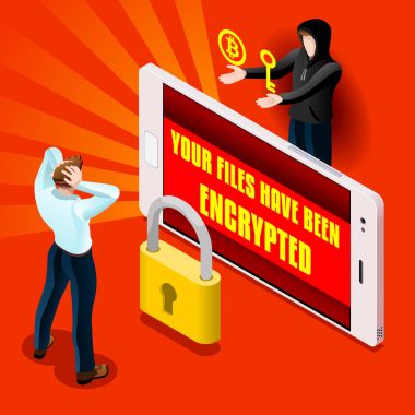 Ransomware Malware vektör Hacker saldırı Infographic çizim