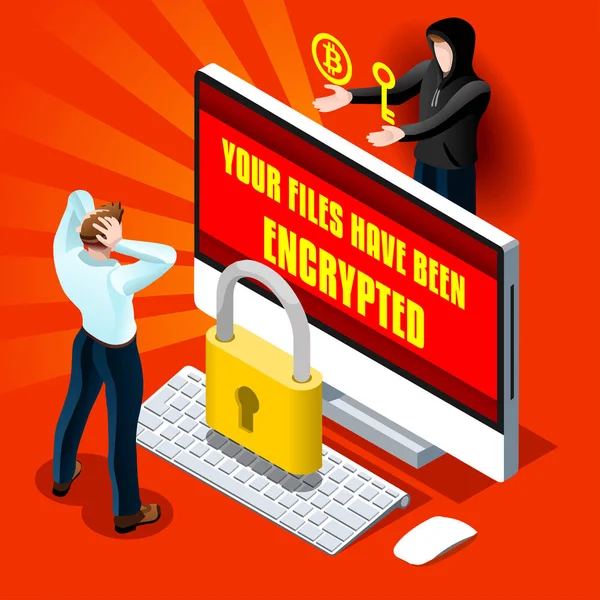 Ransomware Malware Cyber-Kriminalität Vektor Infografik Illustration — Stockvektor