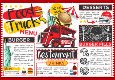 Food Truck Festival Vector Menu Template Design clipart