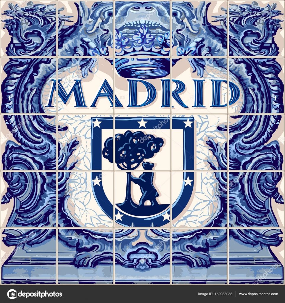 Madrid Spanish ceramic tiles Spain — Stock Vector © aurielaki #159988038 Madrid Spanish ceramic tiles Spain — Stock Vector © aurielaki #159988038
