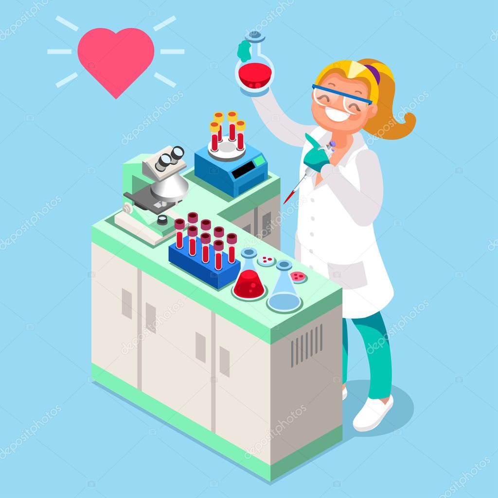 Clinical Laboratory People Isometric Icons Vector