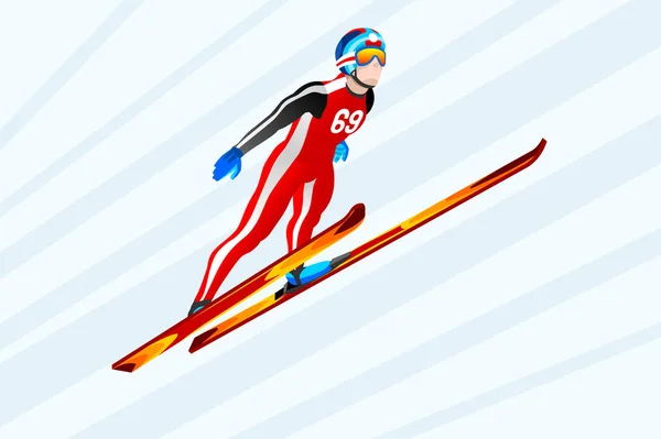 Salto de esqui esportes de inverno — Vetor de Stock