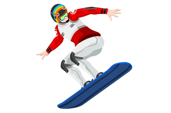 Snowboard salto esportes de inverno — Vetor de Stock