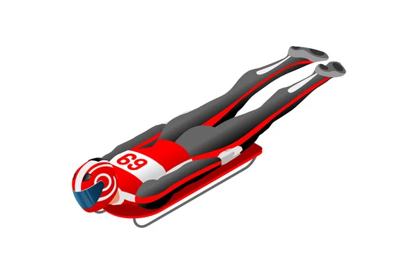 Esqueleto masculino Sled Clipart — Vetor de Stock