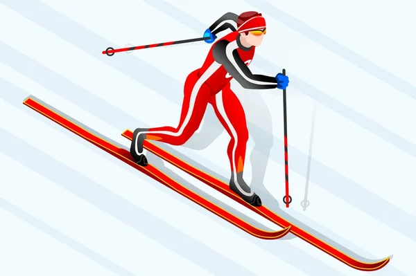 Sciatore Sci di fondo Sport invernali — Vettoriale Stock