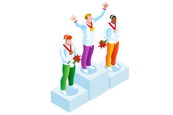 Vencedor Podium Clipart Esportes de Inverno — Vetor de Stock