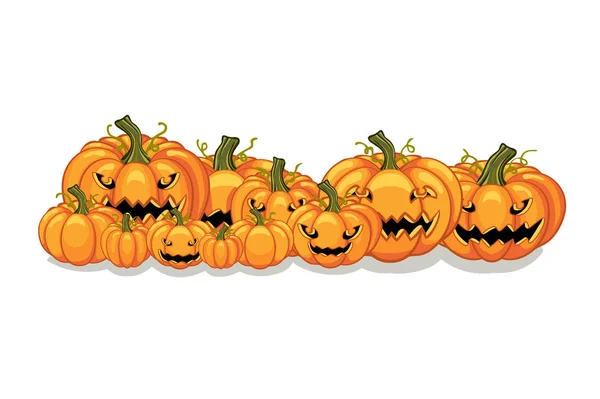 Bannière de citrouilles orange vectorielle d'Halloween — Image vectorielle