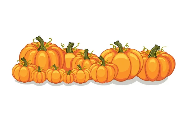 Bannière horizontale de citrouilles vectorielles d'Halloween — Image vectorielle