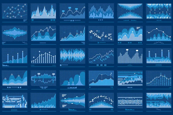 Business Data Financial Charts Blue Banner — Stock Vector