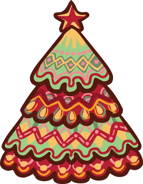 Etiqueta engomada árbol de Navidad Símbolo icono de Navidad — Archivo Imágenes Vectoriales