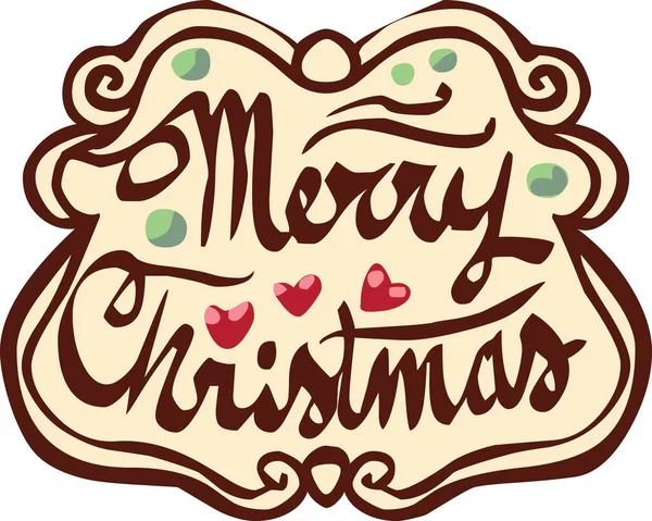 Merry Christmas Typography Sticker Xmas Icon Symbol — Stock Vector