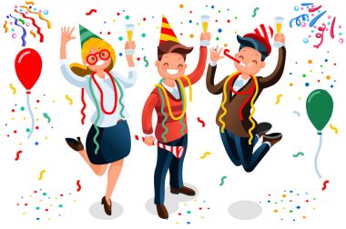 Parti illüstrasyon kutlama yeni yıl Bash insanlar