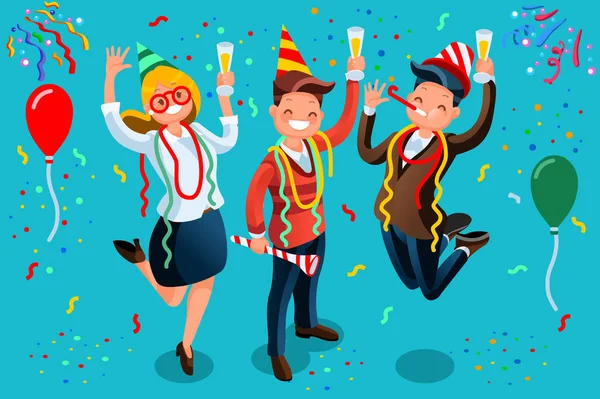 Mensen vieren feest Nieuwjaar Bash illustratie — Stockvector