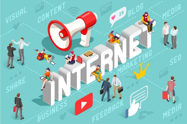 Banner vettoriale per il marketing di contenuti Internet — Vettoriale Stock
