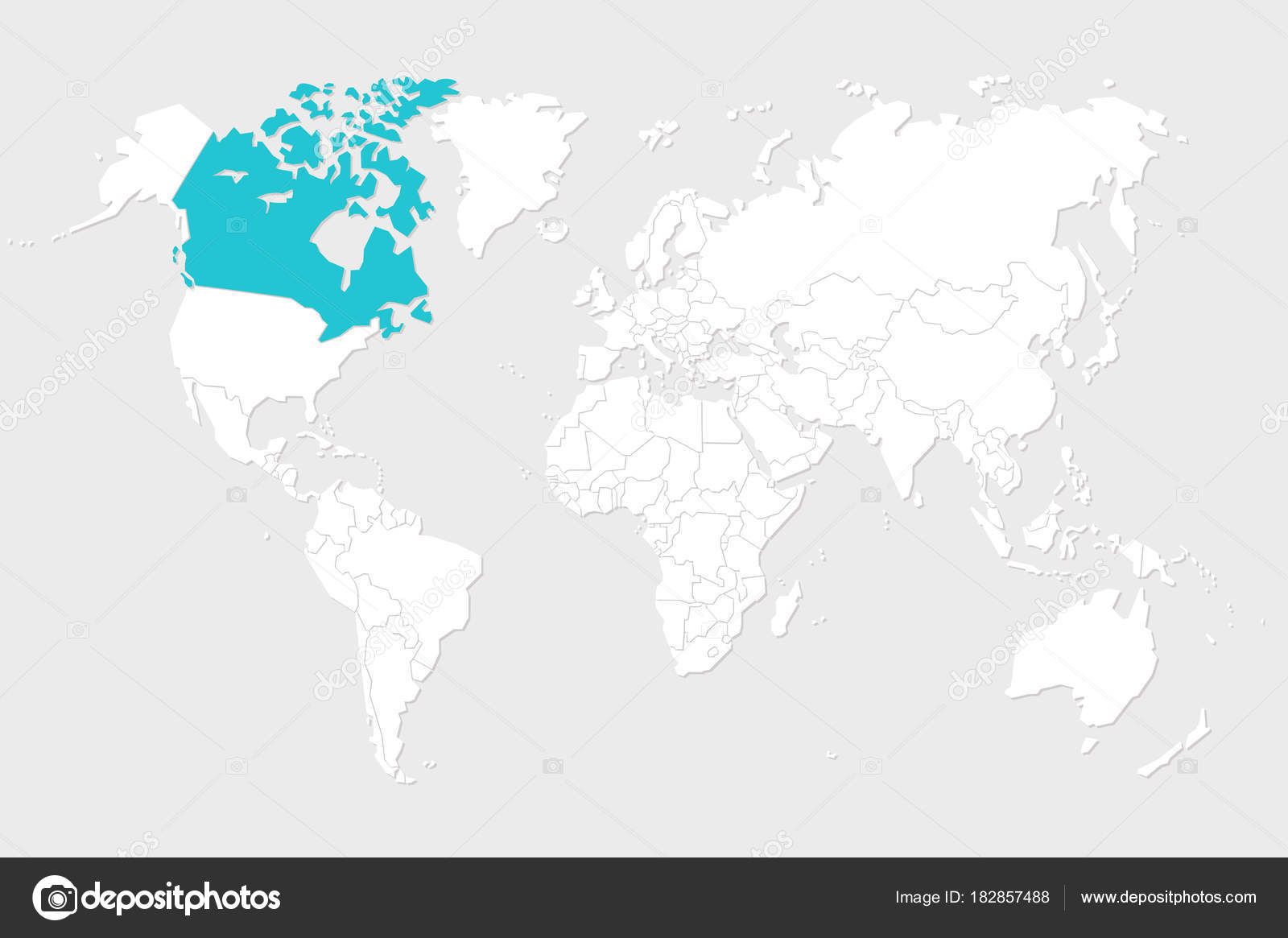 World Map With Canada Highlighted Canada Map Vector Illustration Stock Vector Image By ©Aurielaki #182857488