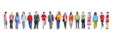 Multiethnic group of people banner clipart
