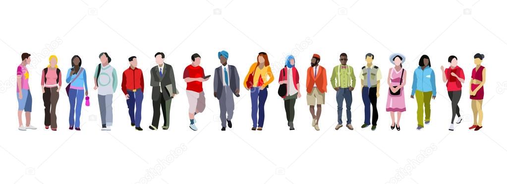 Multiethnic group of people banner