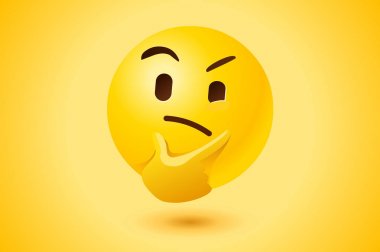 Yellow thinking face vector icon clipart