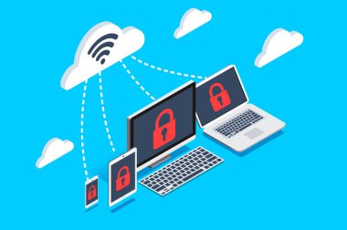 Güvenlik konsept izometrik sanat