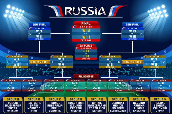 ロシア世界カップ日程表 — ストックベクタ