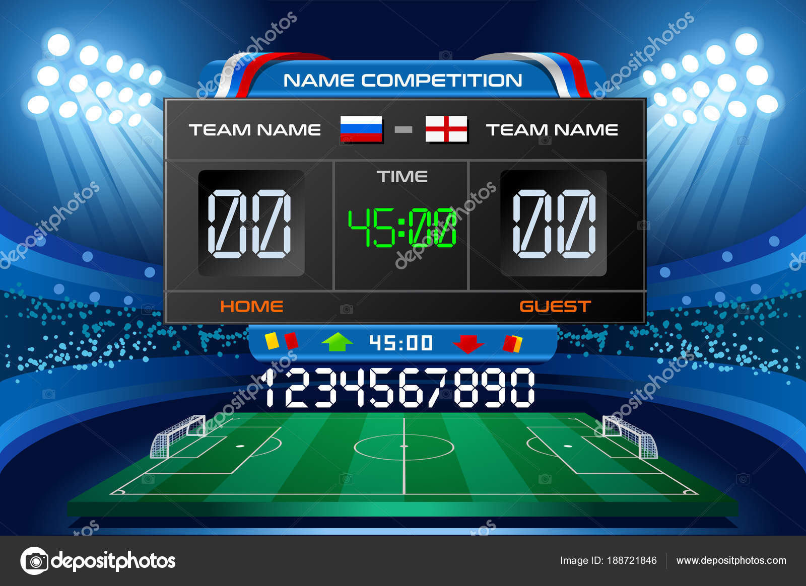 Download Digital timing scoreboard, Football match team A vs team