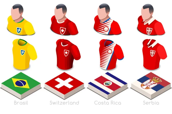 Grupo Copa do Mundo E Jersey Set — Vetor de Stock