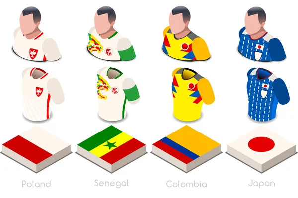 Grupo de Copa Mundial H Jersey Set — Archivo Imágenes Vectoriales
