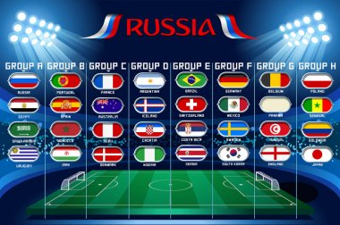 Bayraklar Dünya Kupası vector Icons set