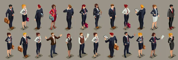 Empresarios ilustrados personas isométricas — Archivo Imágenes Vectoriales