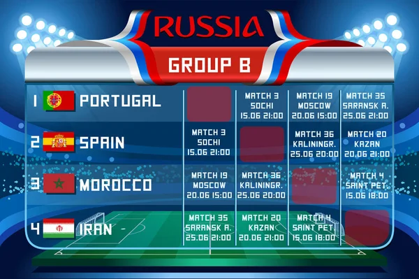 俄罗斯世界杯 b 组矢量壁纸 — 图库矢量图片
