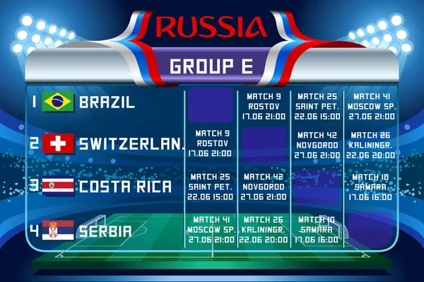 Rusland world cup groep e vector behang — Stockvector