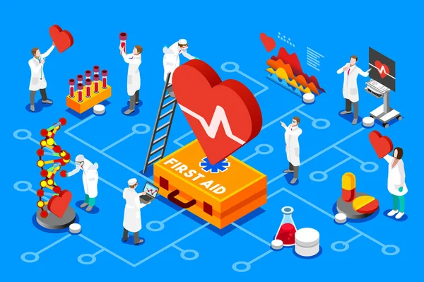 Servizio Medico Primo Soccorso Diagnostico Illustrazione Isolata Illustrazione Primo Soccorso — Vettoriale Stock