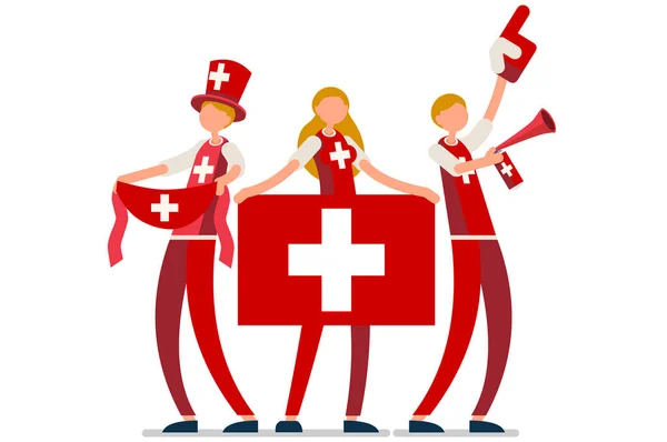 İsviçre Bayrağı İsviçre Halkı — Stok Vektör
