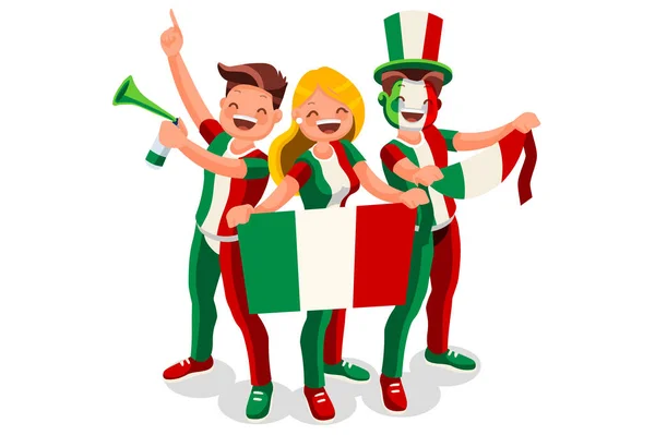 Crowd Persons Celebrate National Day Italia Flag Italian People Celebrating — Stock Vector
