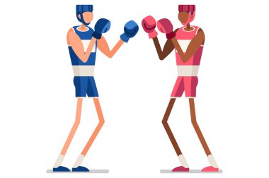 Erkek oyuncu yaz oyunları atletizm madalyasını kutluyor. Sportif insanlar boks takımını kutluyor. Boksör sporcu zafer kutlaması sembolü. Spor karikatürü sembolü düz vektör çizimi.