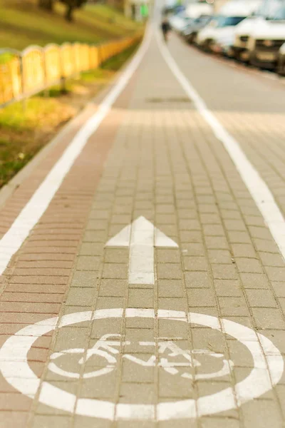 Spezielle Spur für Radfahrer mit Farbe darauf — Stockfoto