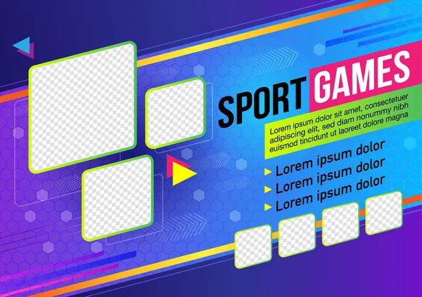 Design Modelo Banner Cartaz Para Eventos Esportivos Publicidade Fundo Azul — Vetor de Stock