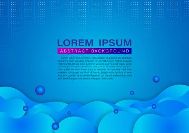 Sıvı soyut geometrik şekil mavi renk, mavi gradyan arkaplan üzerinde çizgi ve nokta şeridi, web sitesi, baskı, pankart, duvar kağıtları veya broşür için tasarım, illüstrasyon vektörü