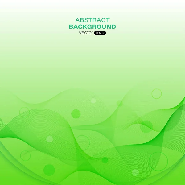 绿波抽象背景 流光彩线和圆形设计小册子 矢量说明 — 图库矢量图片