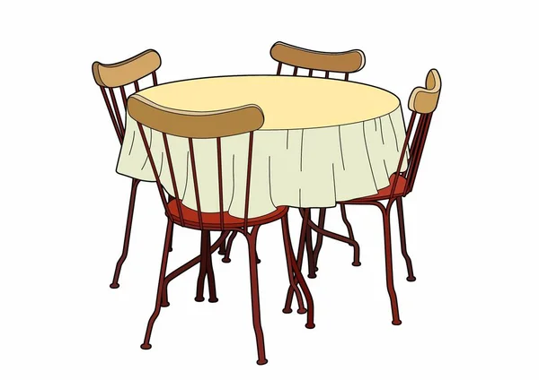 Table et chaises rouges — Image vectorielle