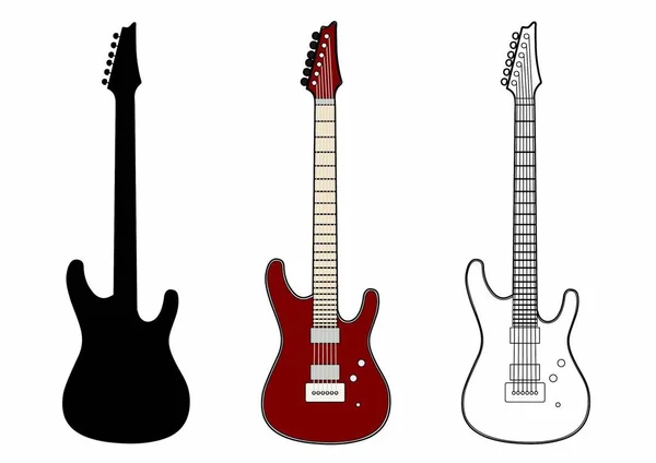 Červená elektrická kytara — Stockový vektor