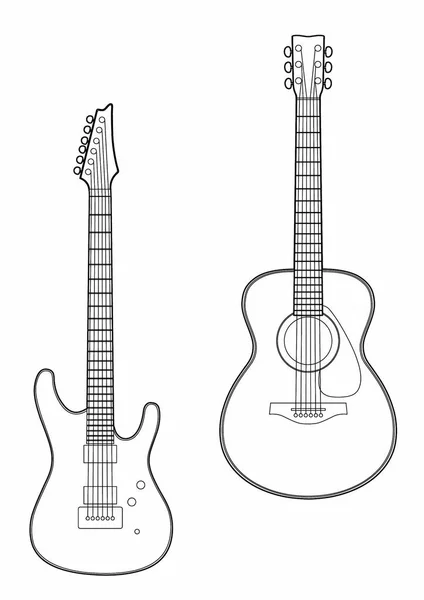 Desenho de duas guitarras — Vetor de Stock