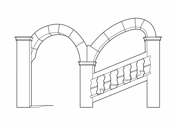 Dibujo de una escalera renacentista — Archivo Imágenes Vectoriales