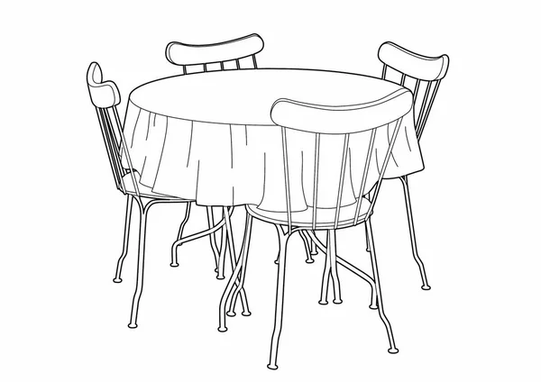 Dibujo de una mesa de cocina — Vector de stock