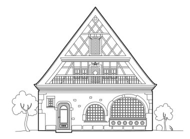 Vektör yaşlı tipik ev tasarımı