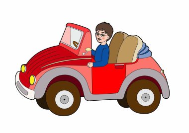 Vektör çocuk bir kırmızı araba