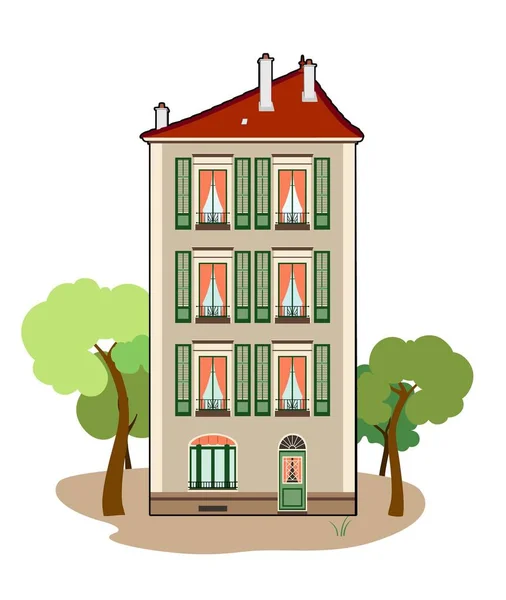 Vector de un edificio de tres plantas — Vector de stock