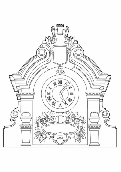 Zeichnung einer großen Uhr — Stockvektor