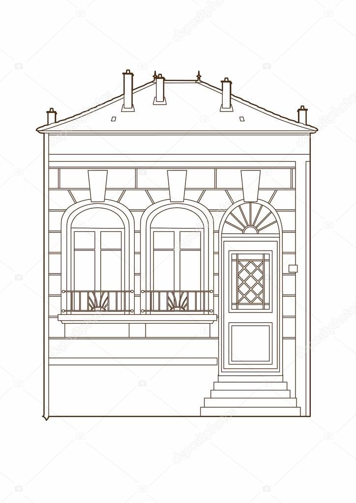 Vector of a drawing vintage house
