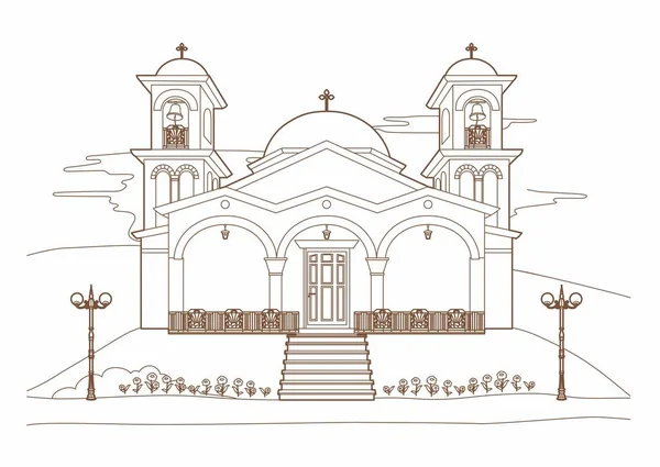 Dibujo de un edificio religioso — Vector de stock